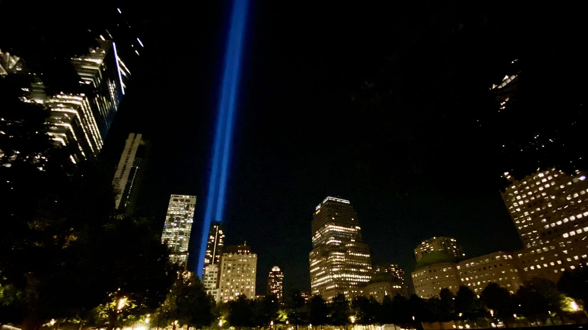 <div class="paragraphs"><p>The tribute in lights for the twin towers is tested before the 20th anniversary of the 11 September attacks in New York City, US.</p></div>