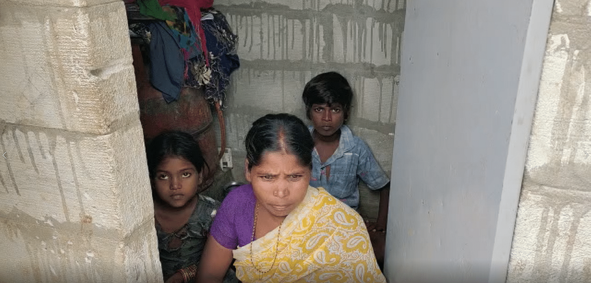 <div class="paragraphs"><p>Sujatha, 30, a daily wage labourer along with her two children and mother-in-law are forced to live in the tiny government-built toilet.</p></div>