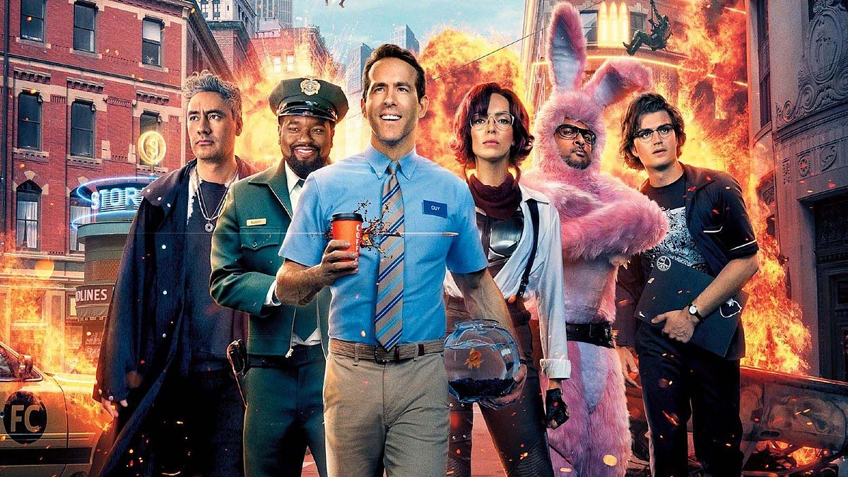 <div class="paragraphs"><p>Ryan Reynolds on the poster of <em>Free Guy.</em></p></div>