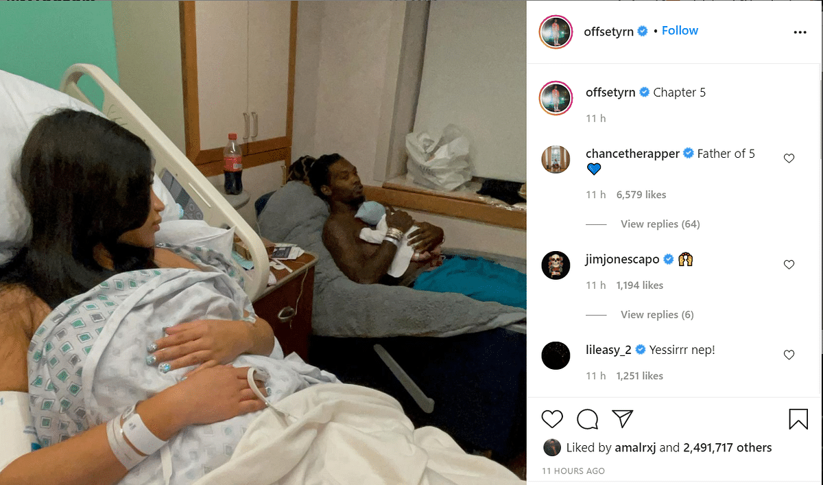 Both Cardi B and Offset shared pictures with their newborn son from the maternity ward.