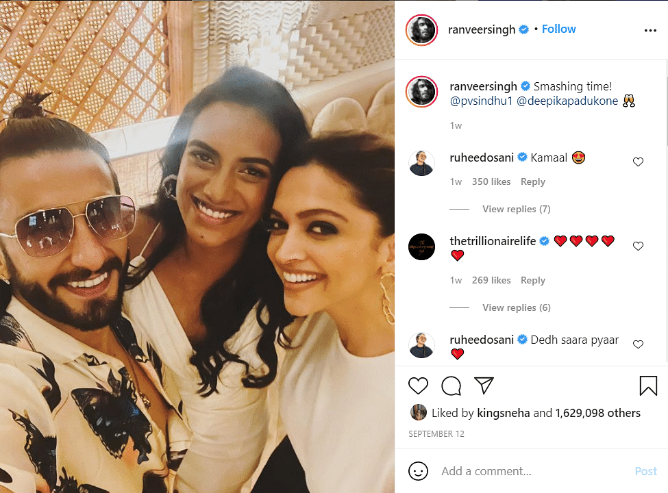 Ranveer Singh commented under Deepika Padukone's post that he was 'attacked by FOMO'.
