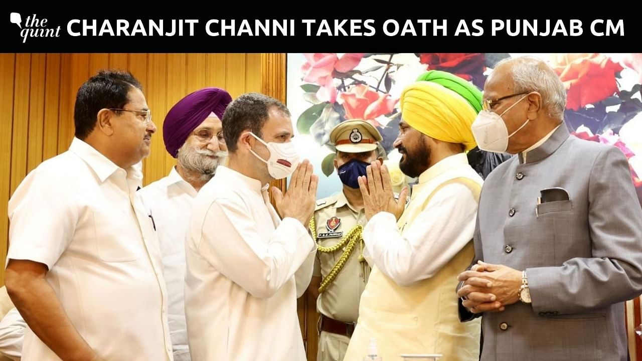 <div class="paragraphs"><p><a href="https://www.thequint.com/news/politics/charanjit-singh-channi-punjab-chief-minister-dalit-congress">Charanjit Singh Channi</a> took oath as the Chief Minister of Punjab on Monday, 20 September, at a ceremony held at Chandigarh's Punjab Bhawan.</p><p><br></p></div>