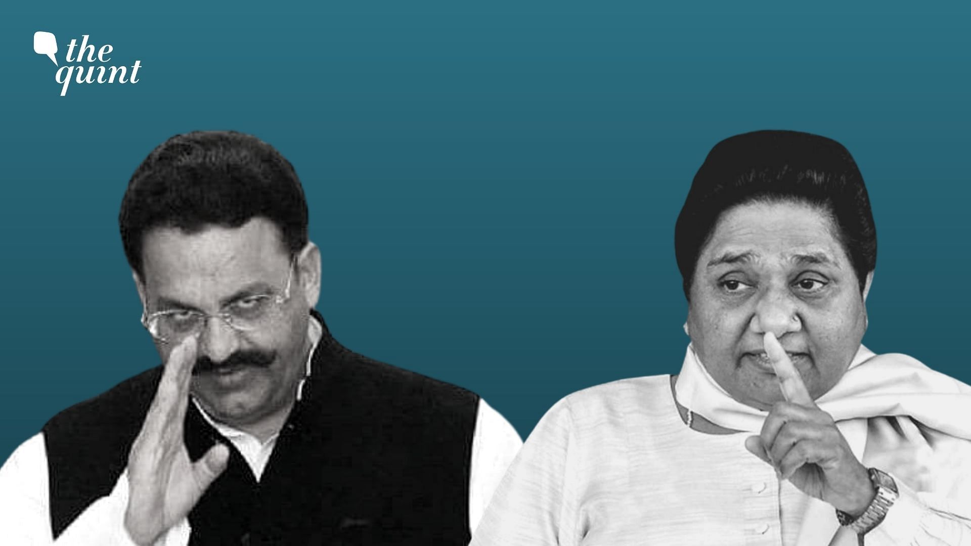 <div class="paragraphs"><p>BSP chief Mayawati (right) and&nbsp;<a href="https://www.thequint.com/topic/mukhtar-ansari">Mukhtar Ansari</a>.</p></div>