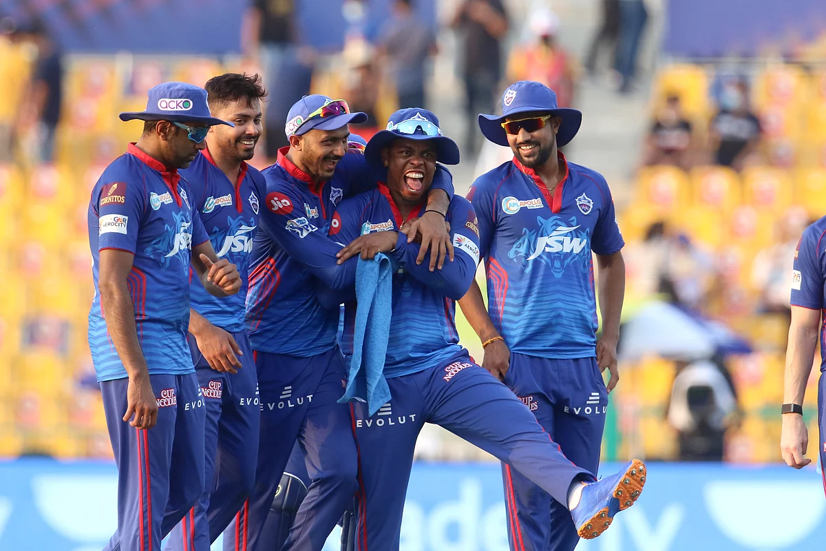 <div class="paragraphs"><p>Delhi Capitals players celebrate after their win over Rajasthan Royals.</p></div>
