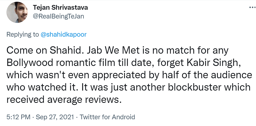 On Monday, in a fun Q&A session on Twitter, Kapoor picked Kabir Singh over Jab We Met and left his fans furious.