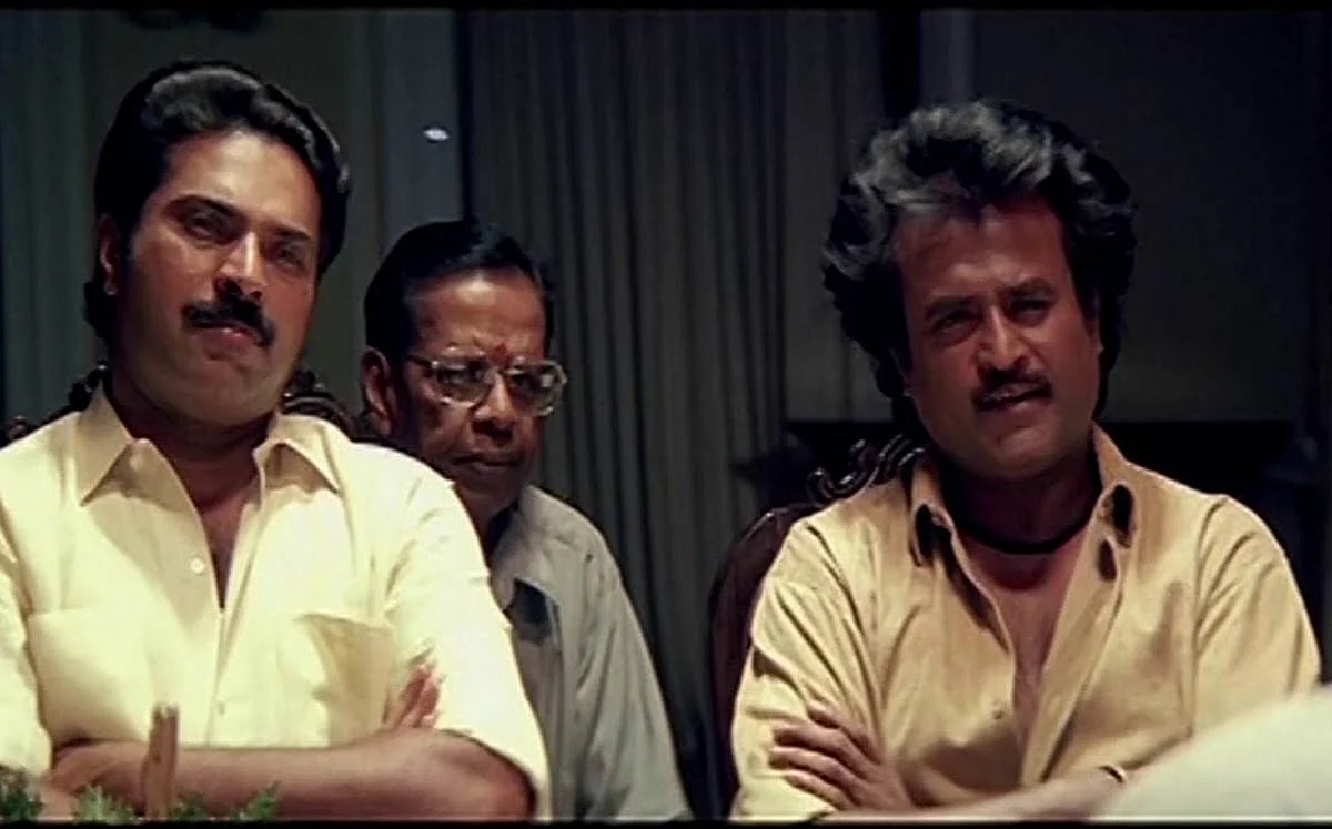 <div class="paragraphs"><p>Mammootty in <em>Thalapathi </em>with Rajinikanth.</p></div>