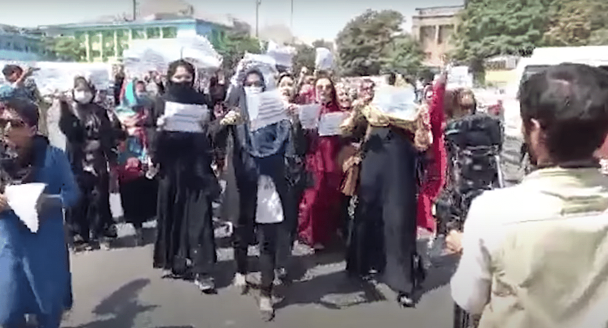 Afghan Women Take to Streets, Protest for Right to Work & Study