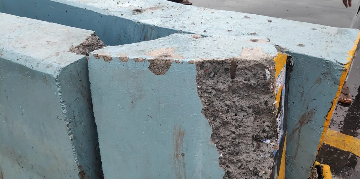 <div class="paragraphs"><p>Locals question the quality of material used in the construction of the road.</p></div>