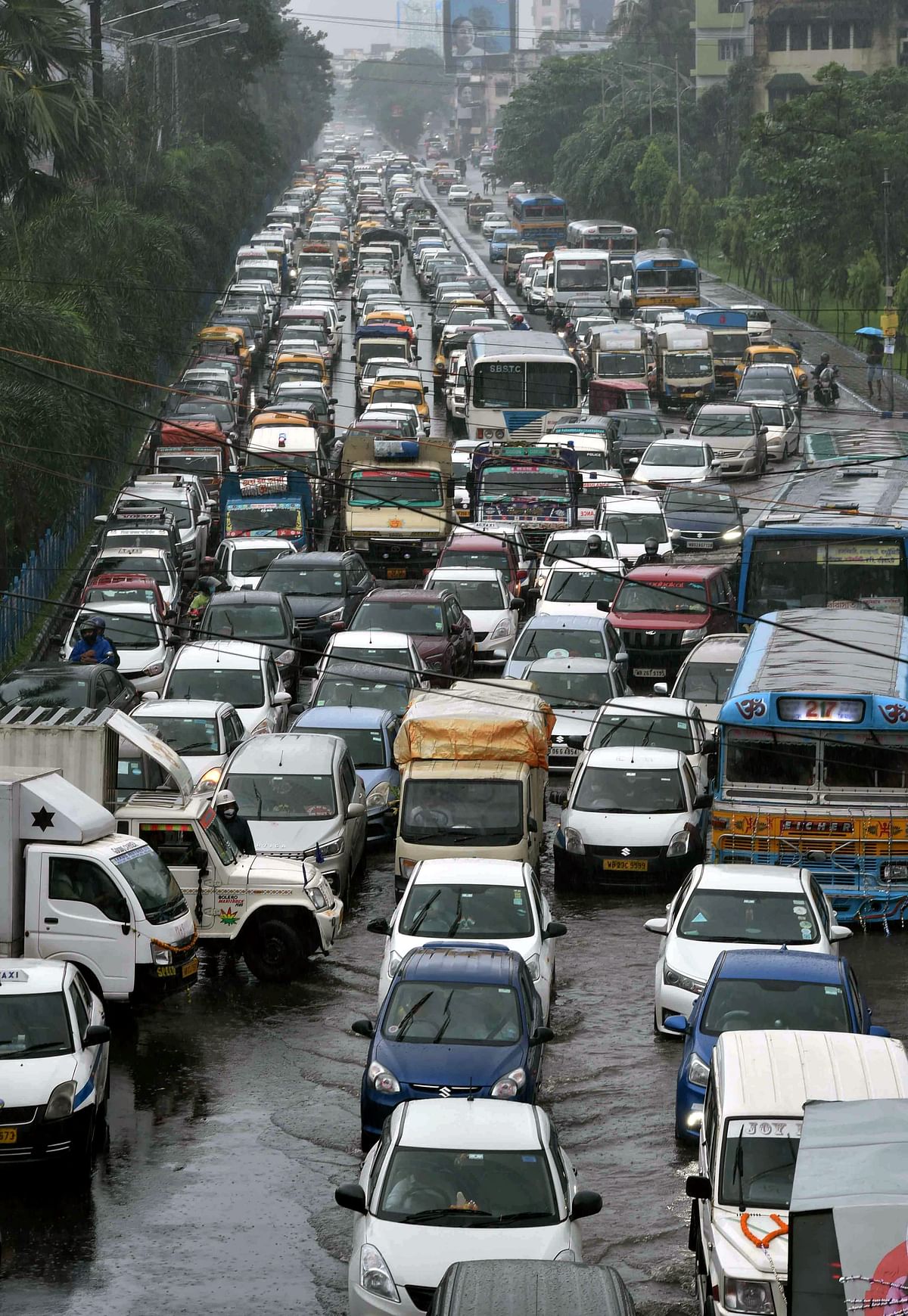 Heavy rain in Kolkata has led to waterlogging and traffic snarls in the capital city of West Bengal. 
