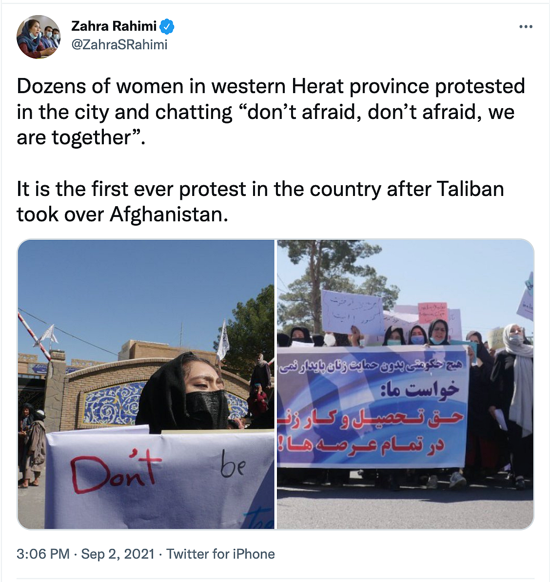 <div class="paragraphs"><p>Several Afghan women demonstrated in the western city of Herat to demand their rights to employment and education.</p></div>