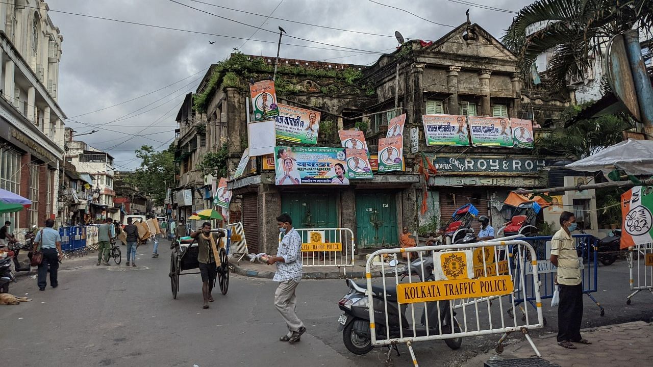 <div class="paragraphs"><p>The streets of Bhabanipur, plastered with posters of the Trinamool Congress.</p></div>