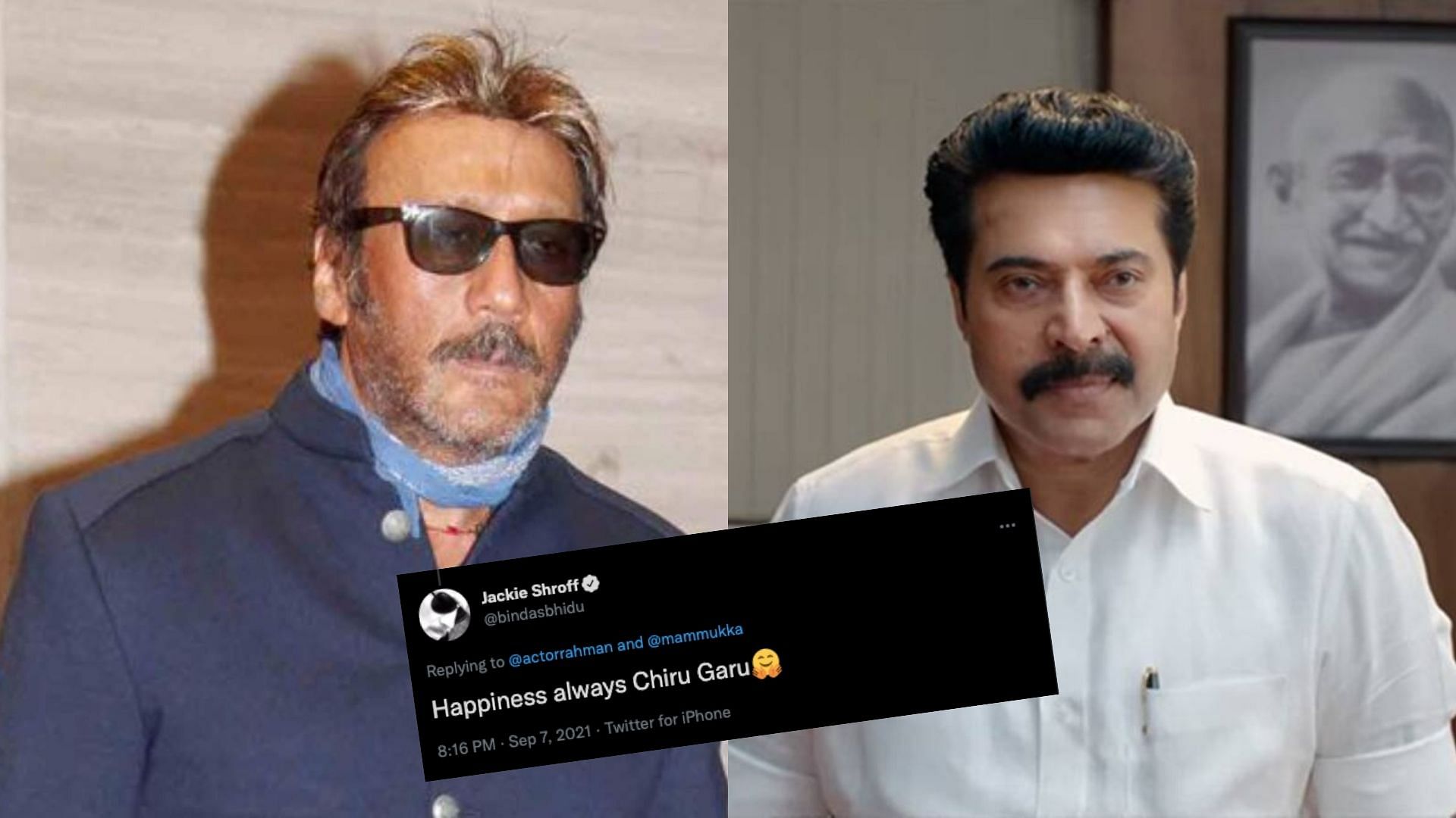 <div class="paragraphs"><p>Jackie Shroff wishes Chiranjeevi instead of Mammootty.</p></div>