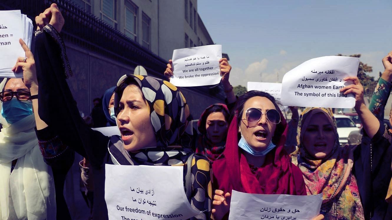 <div class="paragraphs"><p>Afghan women protesting Taliban repression.&nbsp;</p></div>