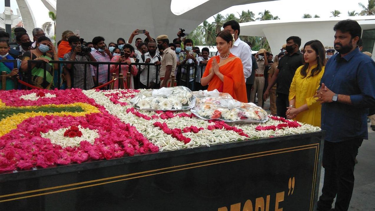 <div class="paragraphs"><p>Kangana Ranaut at Jayalalithaa's memorial in Chennai.</p></div>