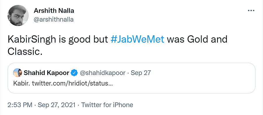 On Monday, in a fun Q&A session on Twitter, Kapoor picked Kabir Singh over Jab We Met and left his fans furious.