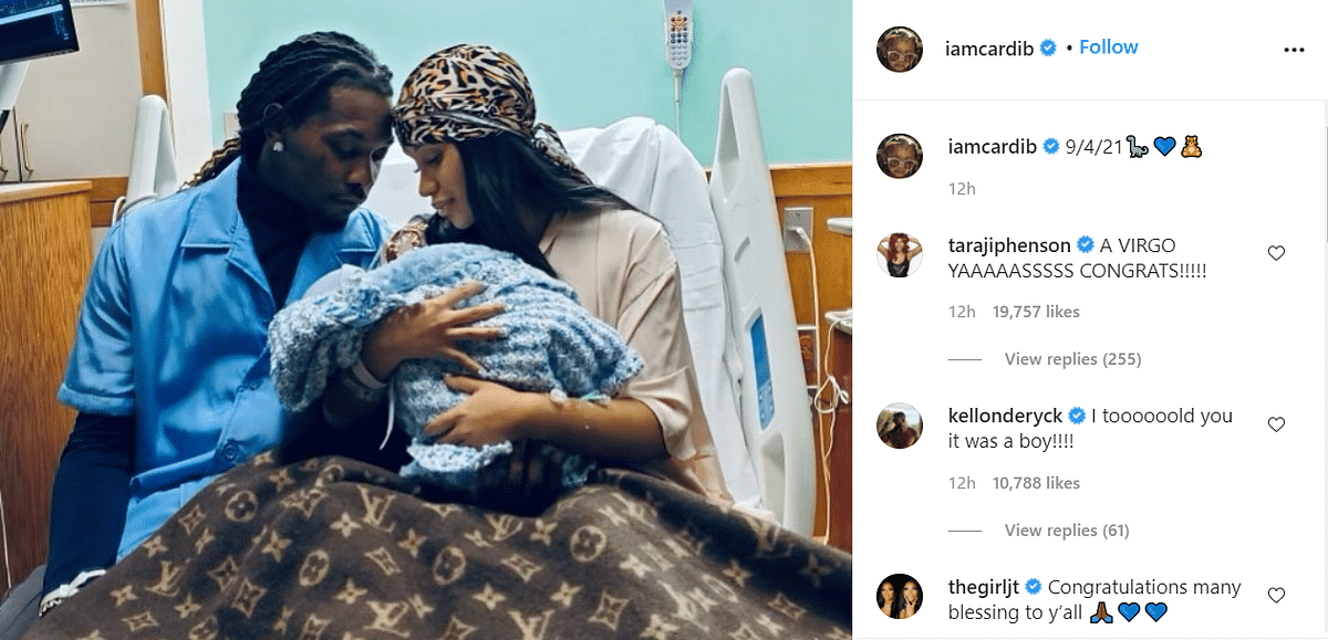 Both Cardi B and Offset shared pictures with their newborn son from the maternity ward.