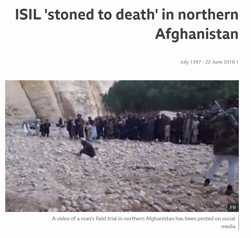 The 2018 video showed a 60-year-old man being stoned to death by the Islamic State for raping his daughter.