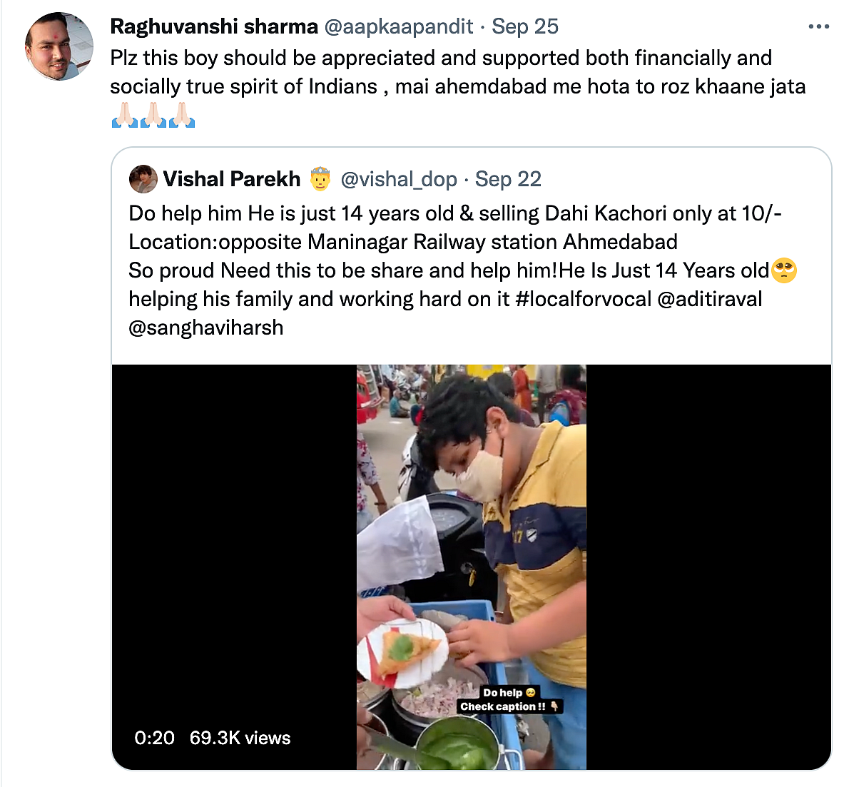 14-Year-Old Sells Dahi Kachori To Support His Family, Netizens Lend Helping Hand