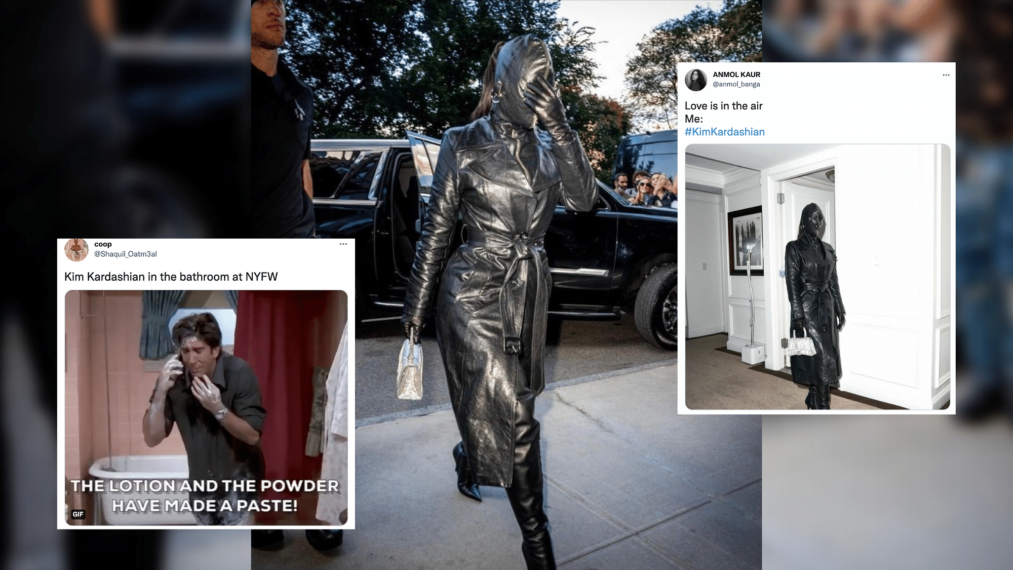 <div class="paragraphs"><p>Kim Kardashian wear a Balenciaga leather bodysuit at New York.</p></div>