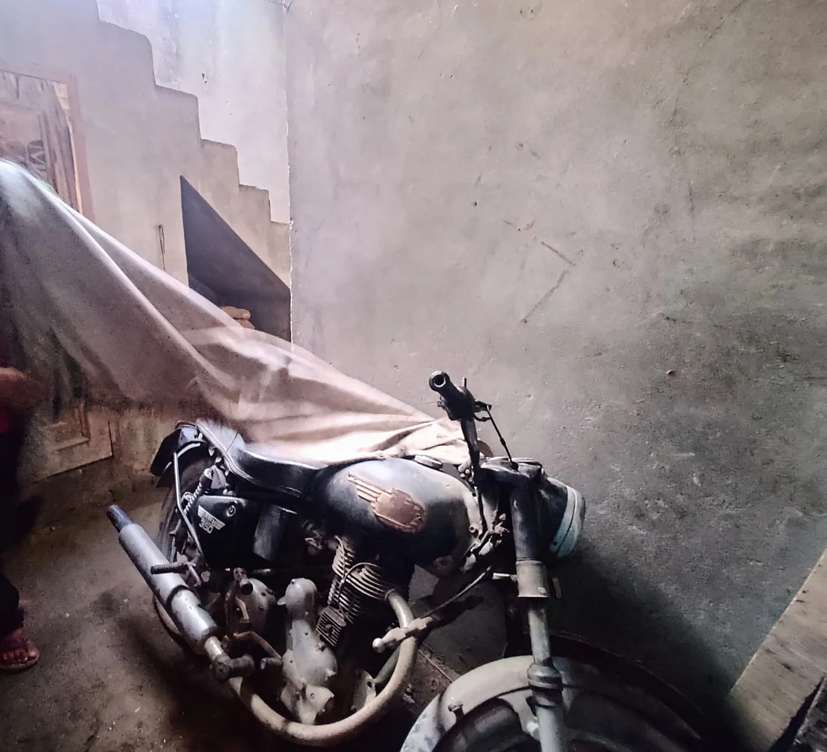 <div class="paragraphs"><p>This is Shahnawaz's motorbike that has been gathering dust for the last eight years.</p></div>