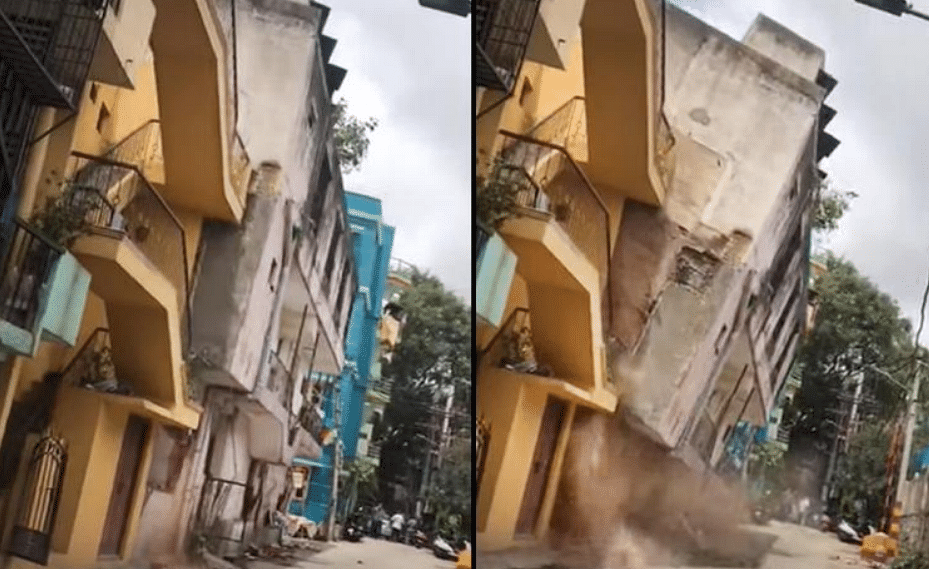 <div class="paragraphs"><p>A three-storey building in Bengaluru collapsed  on Monday, 27 September.</p></div>