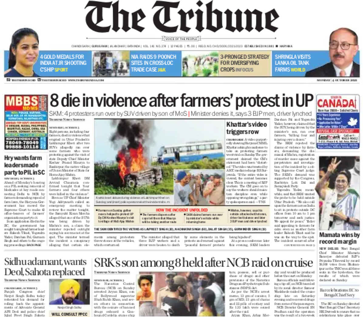 Farmers' Death in UP & Aryan Khan's Arrest: How Leading Dailies Covered the News