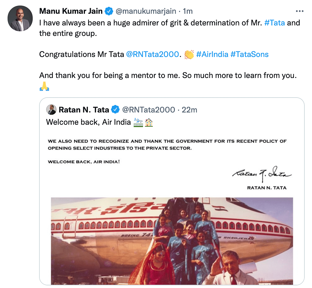 Ghar Wapsi: Twitter Celebrates as Tata Sons Acquires Air India