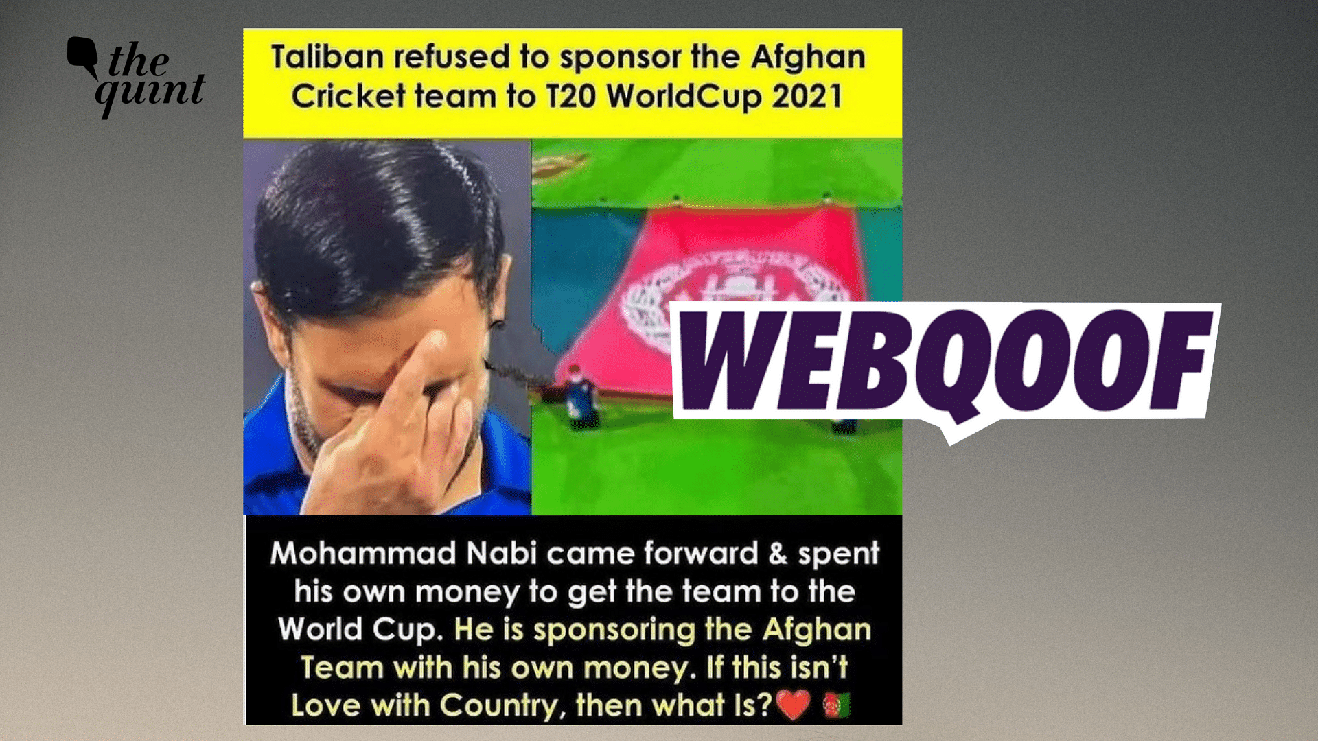 <div class="paragraphs"><p>Fact-Check | The claim that captain Mohammad Nabi had to sponsor the Afghan cricket team for the T20 World Cup is false.&nbsp;</p></div>
