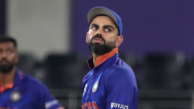 <div class="paragraphs"><p>Virat Kohli reacts during the NZ game in the 2021 T20 World Cup.&nbsp;</p></div>