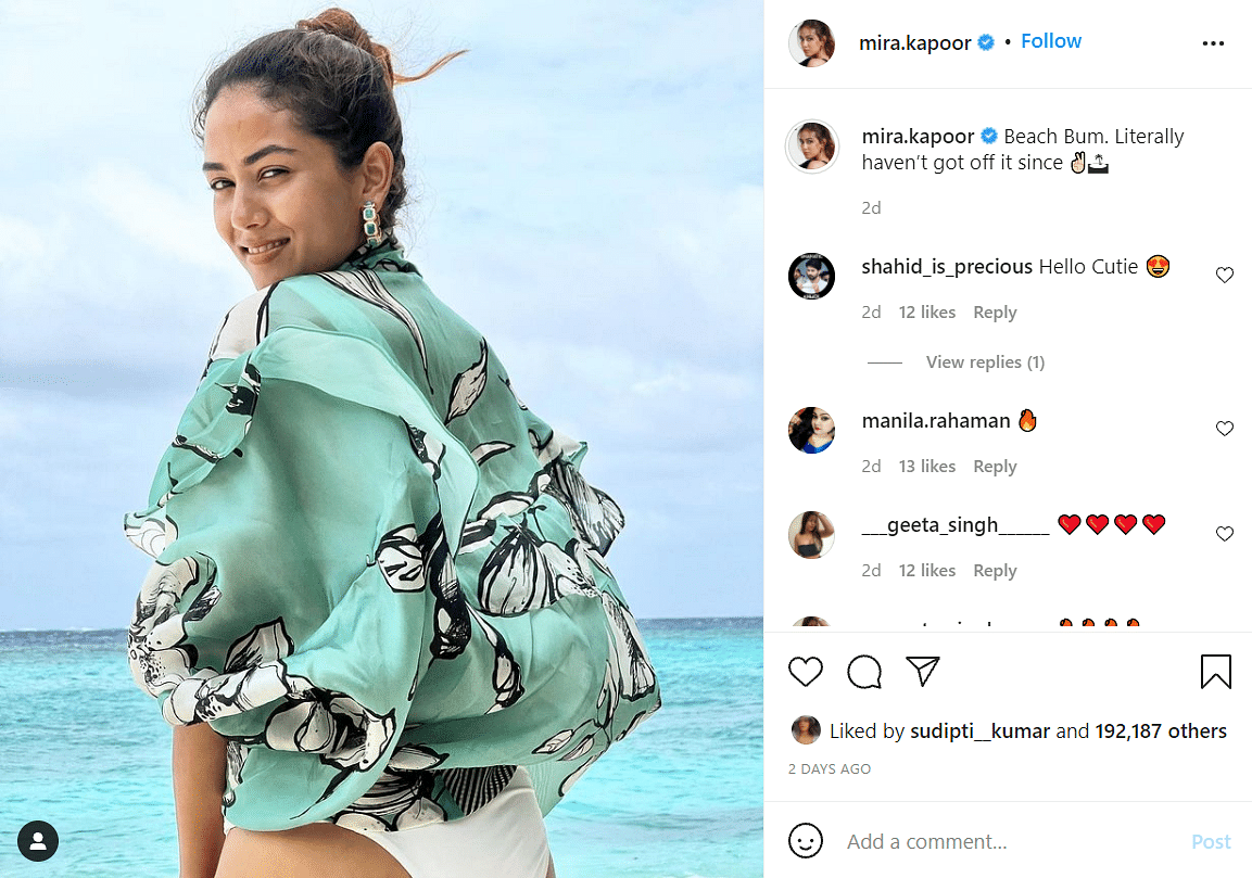 Mira Rajput has shared several photos and videos of her trip to Maldives with beau Shahid Kapoor.