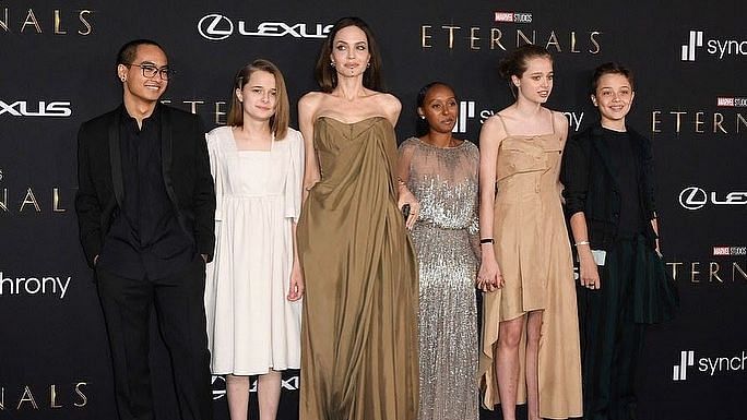 <div class="paragraphs"><p>Angelina Jolie appeared with her five children on the premiere night of Marvel's <em>Eternals </em></p></div>