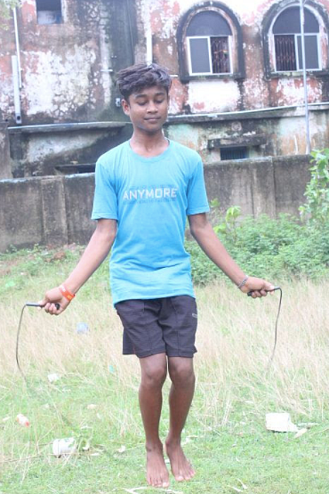 <div class="paragraphs"><p><em>Sanjay using a skipping rope to exercise.</em></p></div>