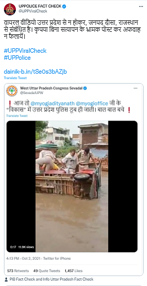<div class="paragraphs"><p>The handle stated the video was from Rajasthan and not UP.</p></div>