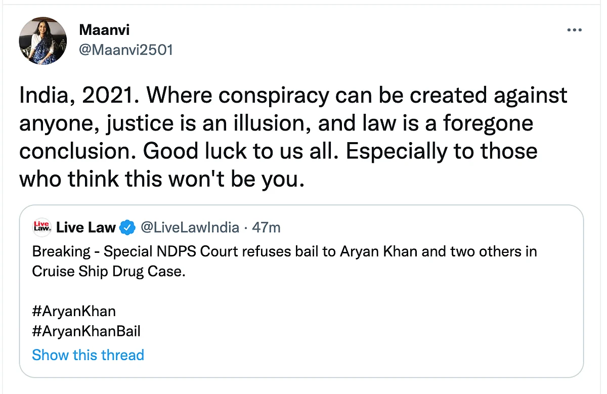 'Jashn-e-Harassment': Twitter Reacts to Aryan Khan Being Denied Bail Yet Again