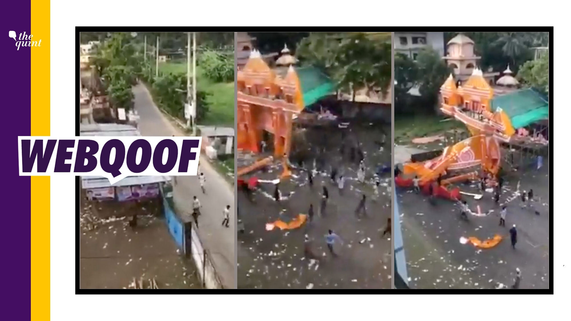 <div class="paragraphs"><p>The video claims that Muslims had vandalised a Durga Puja pandal in West Bengal.&nbsp;</p></div>