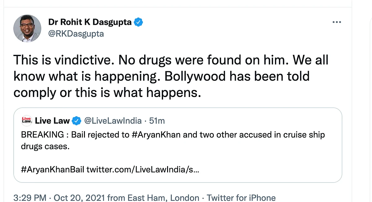 'Jashn-e-Harassment': Twitter Reacts to Aryan Khan Being Denied Bail Yet Again