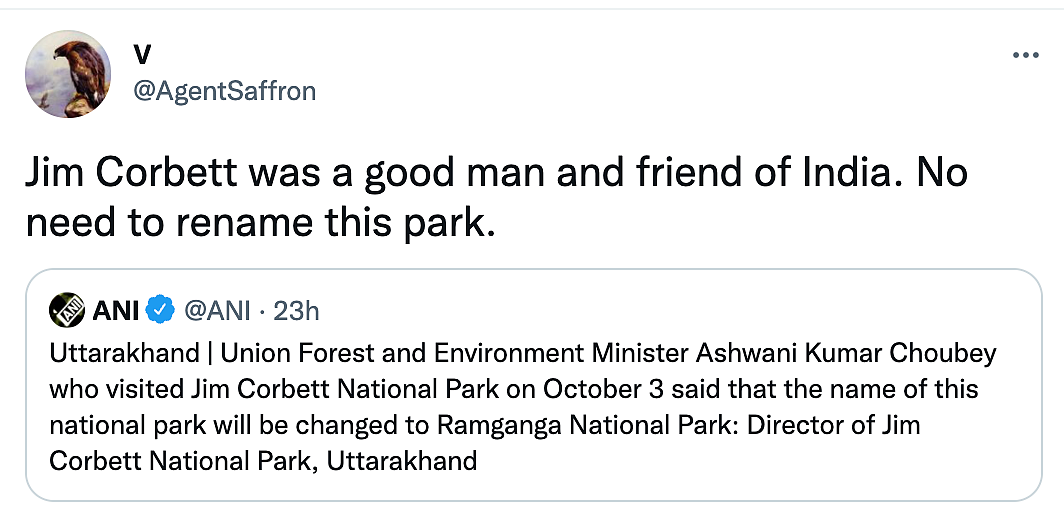 ‘Why?’: Twitter Reacts as Jim Corbett May Now Be Called Ramganga National Park