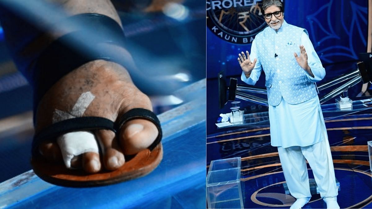 <div class="paragraphs"><p>Amitabh Bachchan appeared on <em>KBC 13</em> with his socks-like shoes, shared pictures.&nbsp;</p></div>