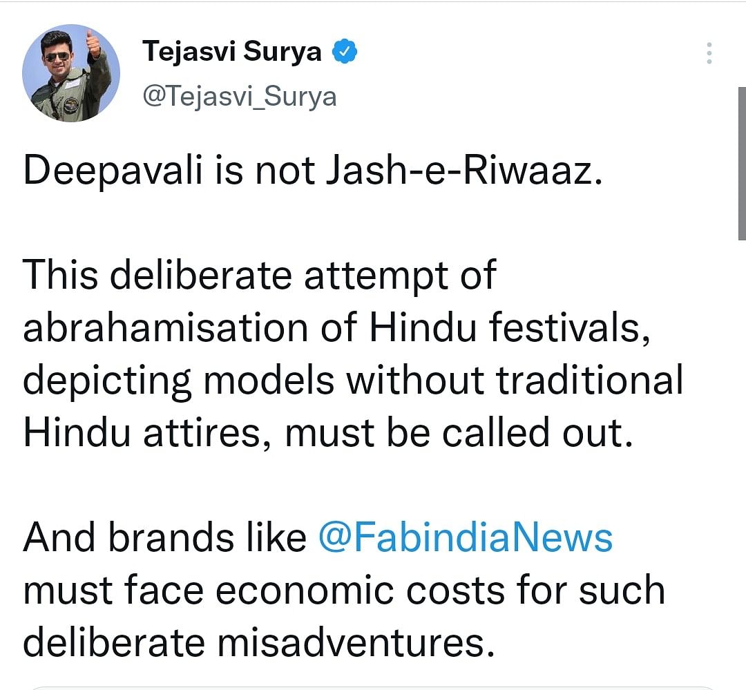Tejasvi Surya, mingling of cultures is real India! Nothing is 100% pure here – not ghee, not culture, not language! 