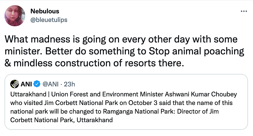 ‘Why?’: Twitter Reacts as Jim Corbett May Now Be Called Ramganga National Park