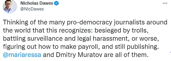 Journalism Just Won A Nobel: Twitter Celebrates as Two Editors Win Peace Prize