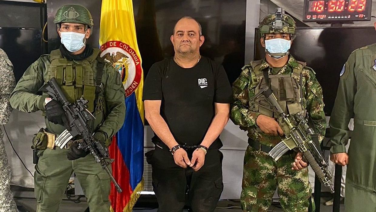 <div class="paragraphs"><p>Colombian drug lord&nbsp;Dairo Antonio Usuga captured by the army.&nbsp;</p></div>