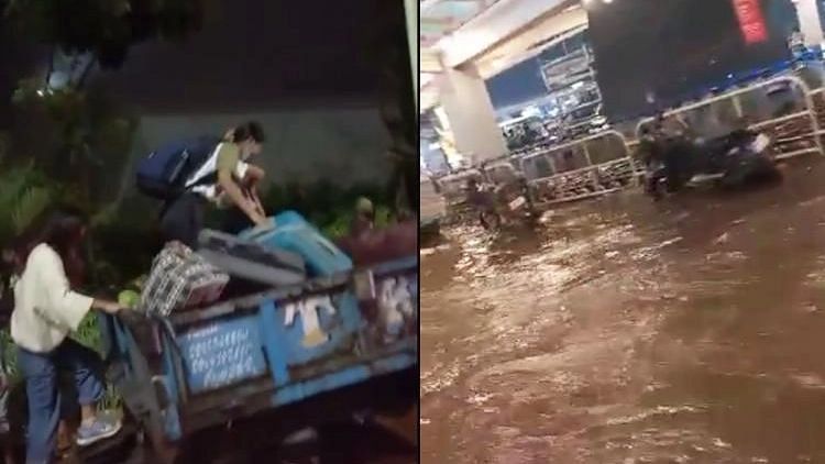 Heavy Rains Flood Bengaluru Airport, Passengers Use Tractor to Reach Airport