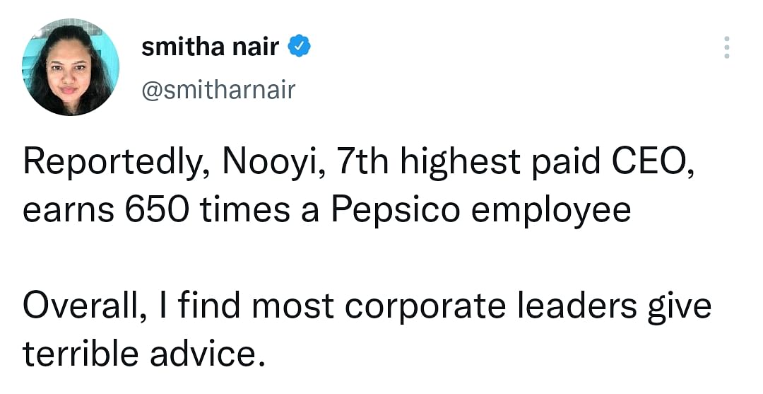 In an interview with New York Times, former CEO of PepsiCo, Indra Nooyi, claimed that she never asked for a raise. 