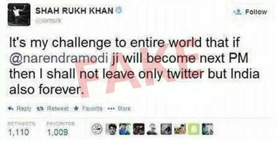 <div class="paragraphs"><p>A parody account of Shah Rukh Khan had shared a tweet on PM Modi.</p></div>