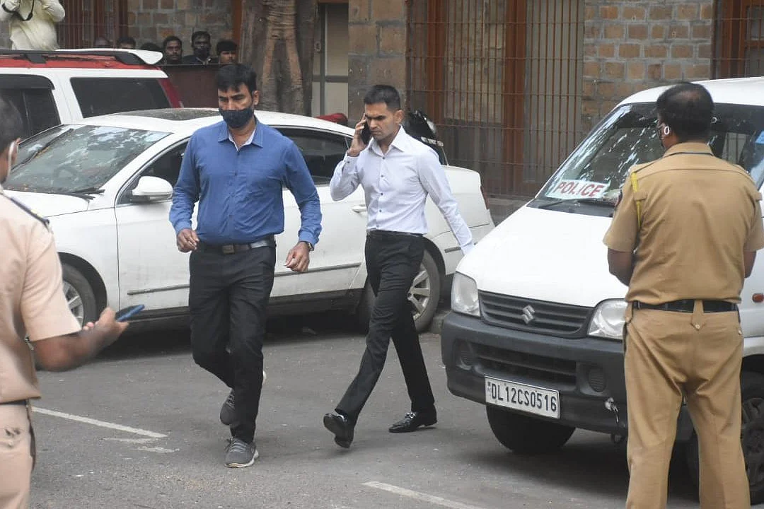 <div class="paragraphs"><p>NCB Zonal Director Sameer Wankhede outside the NCB office.</p></div>