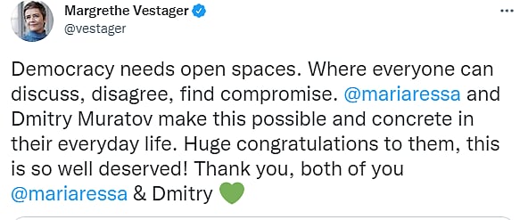 Journalism Just Won A Nobel: Twitter Celebrates as Two Editors Win Peace Prize