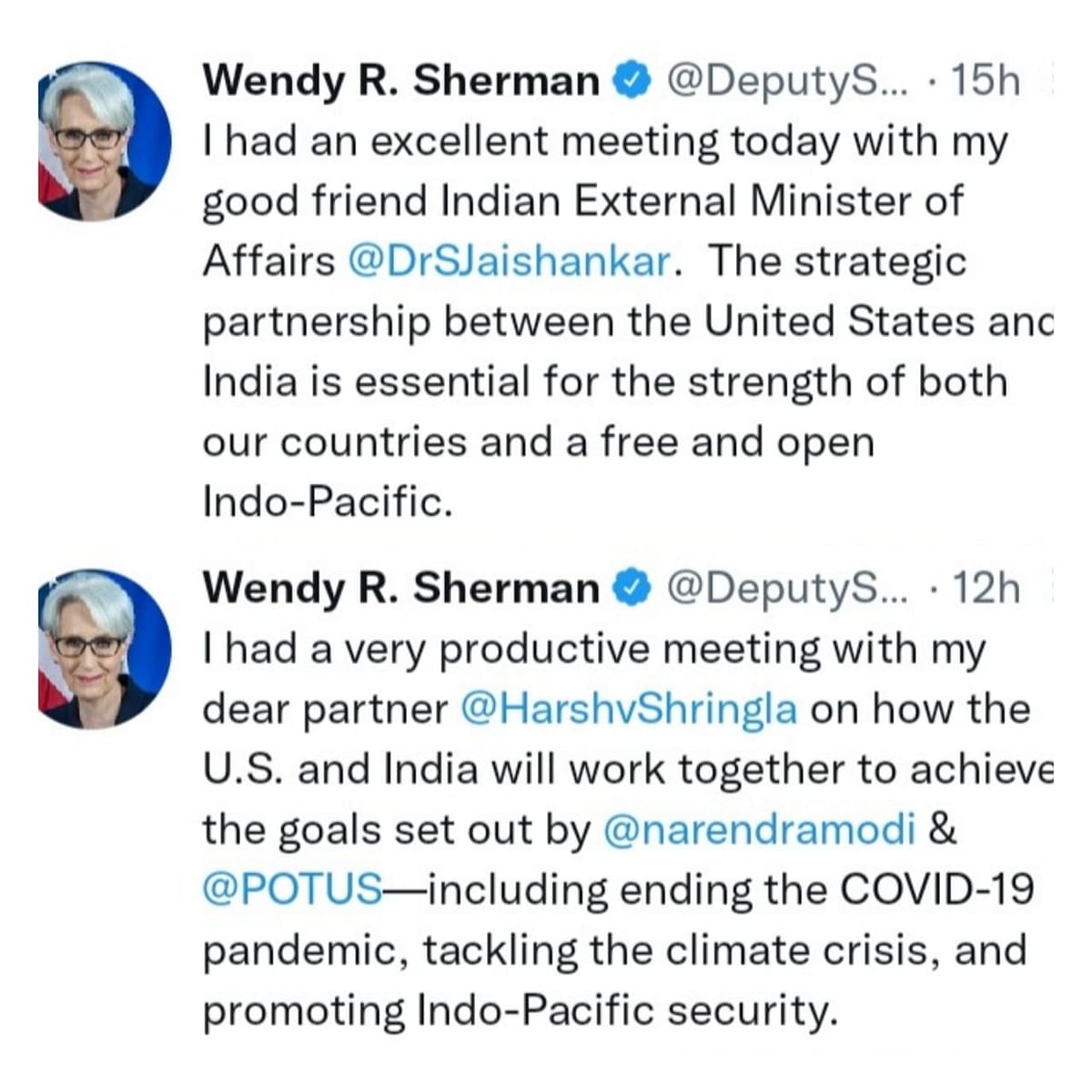 Sherman called the relationship between India and US "indispensable" and said that the two nations are like-minded. 