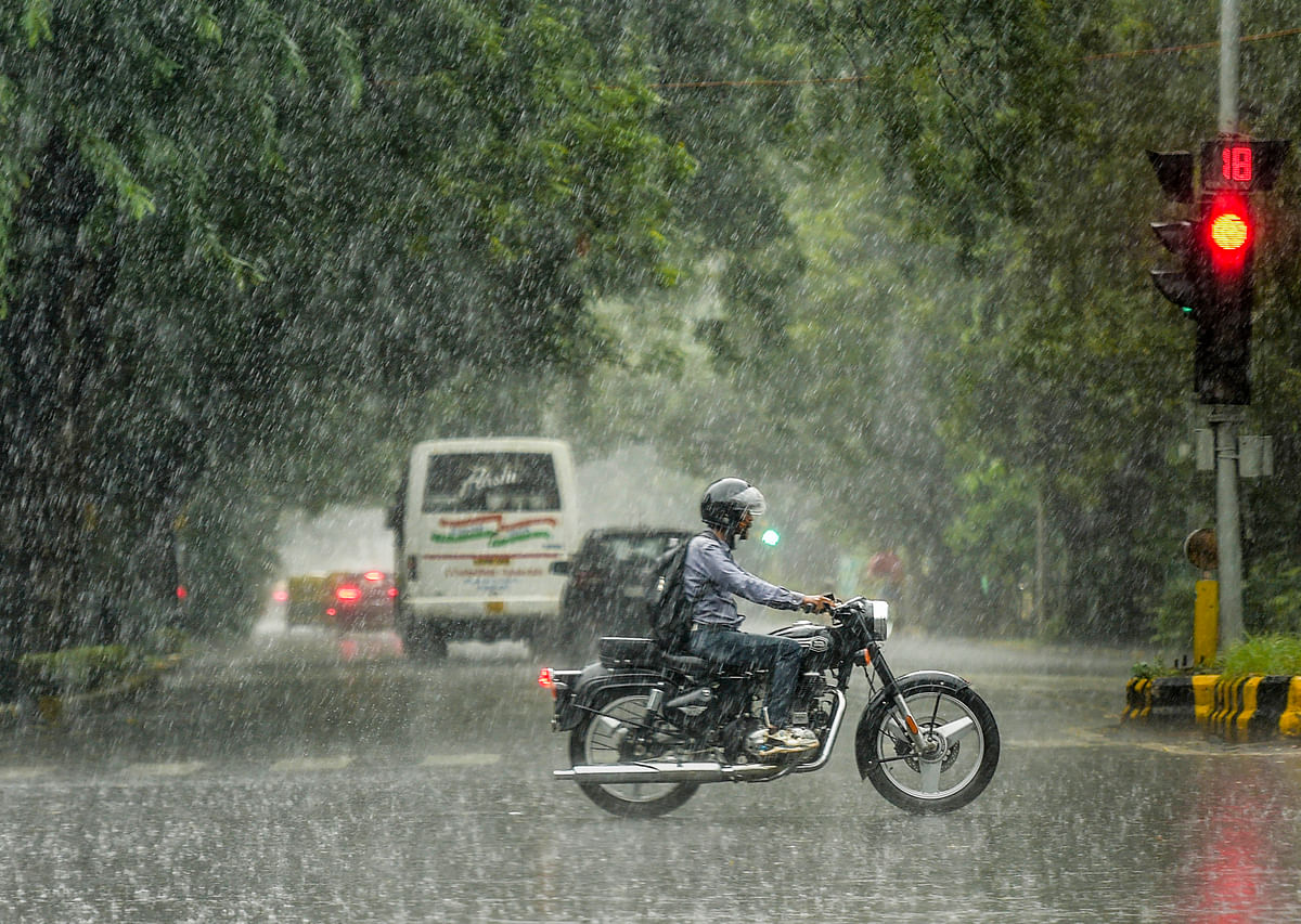 Heavy rains lashed the national capital and its adjoining areas, leaving many areas inundated.