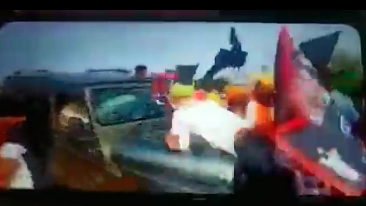 Viral Video Appears To Show Car Mowing Down Farmers at Lakhimpur Kheri